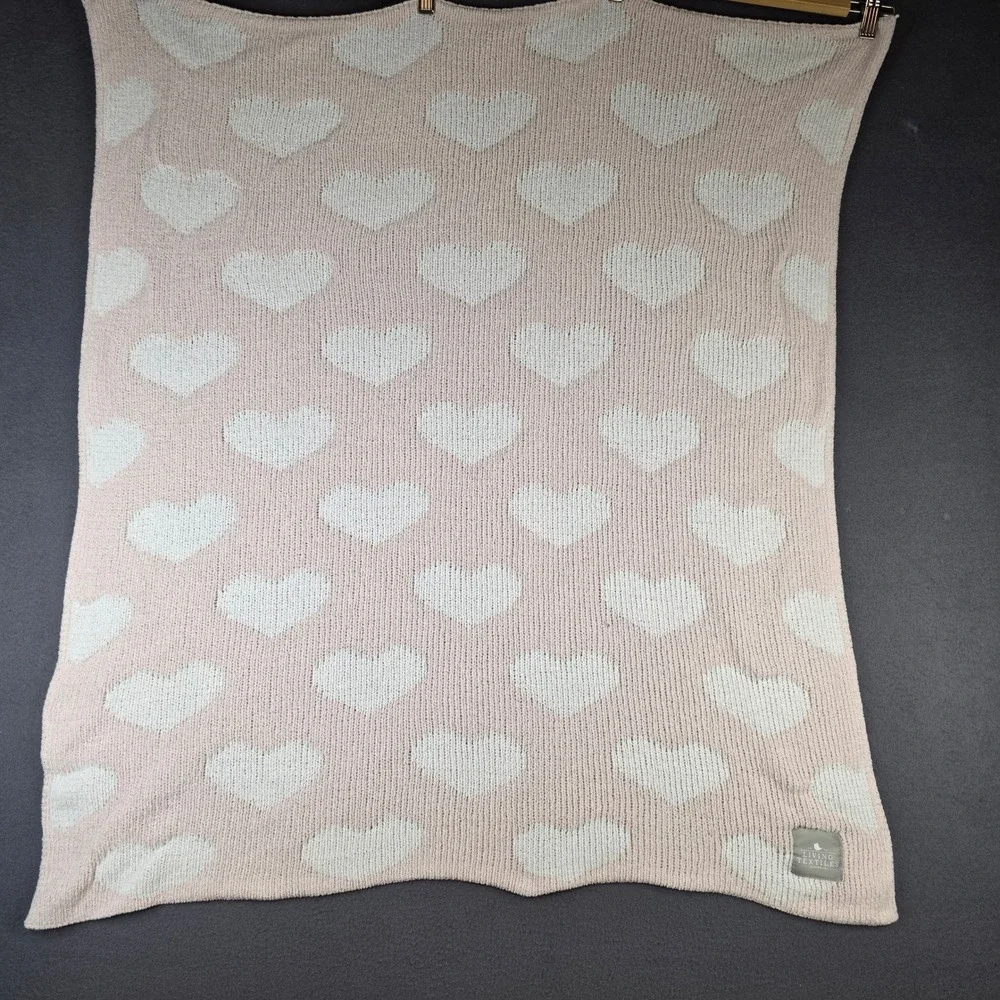 Living‎ Textiles Australia Heart Knit Baby Blanket Pink White Chenille Soft